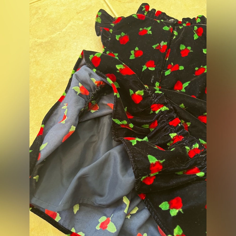 Janie and Jack Velvet Dress with Red and Green Floral Accents - Picture 6 of 6